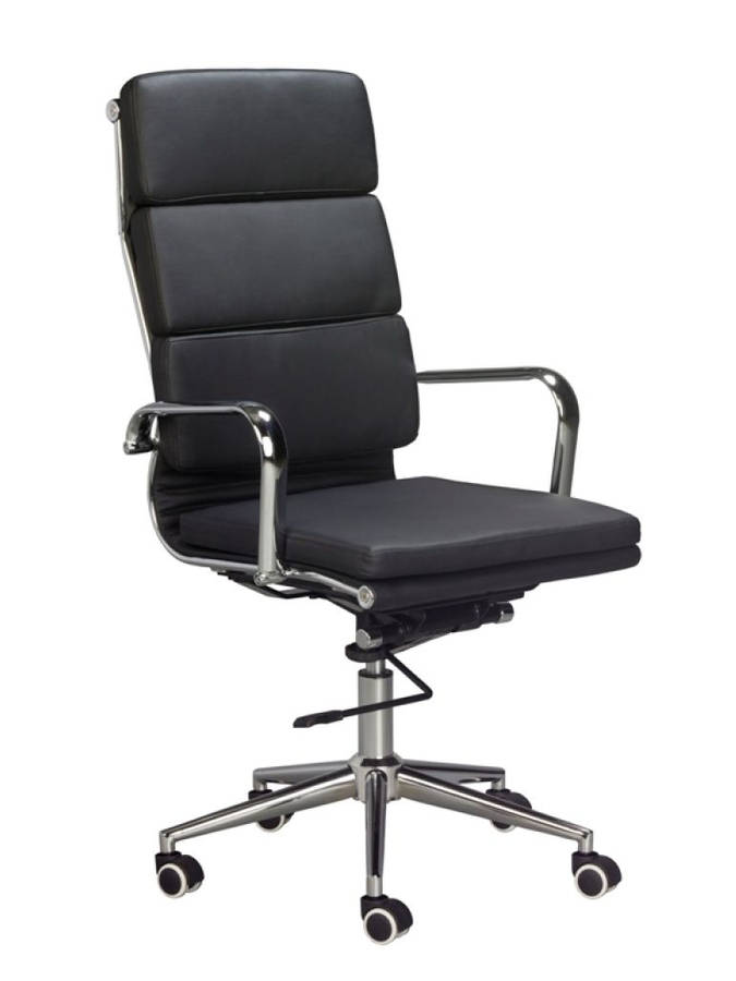Black PU-leather rotating office chair