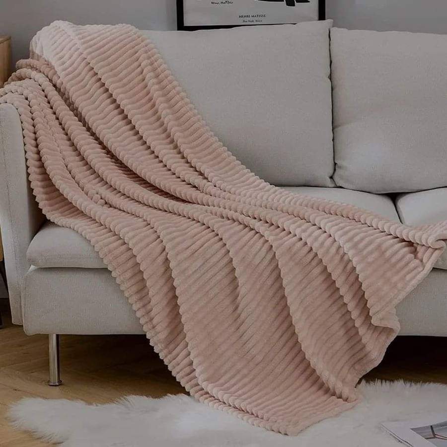 Fleece Throw Corduroy Flannel - Pink