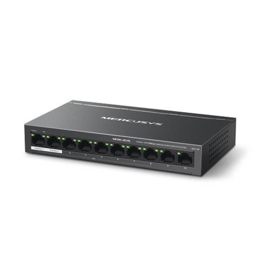 Mercusys - Tp-Link - Mercusys MS110P 10-Port 10/100Mbps Desktop Switch with 8-Port PoE+ - Mercusy...