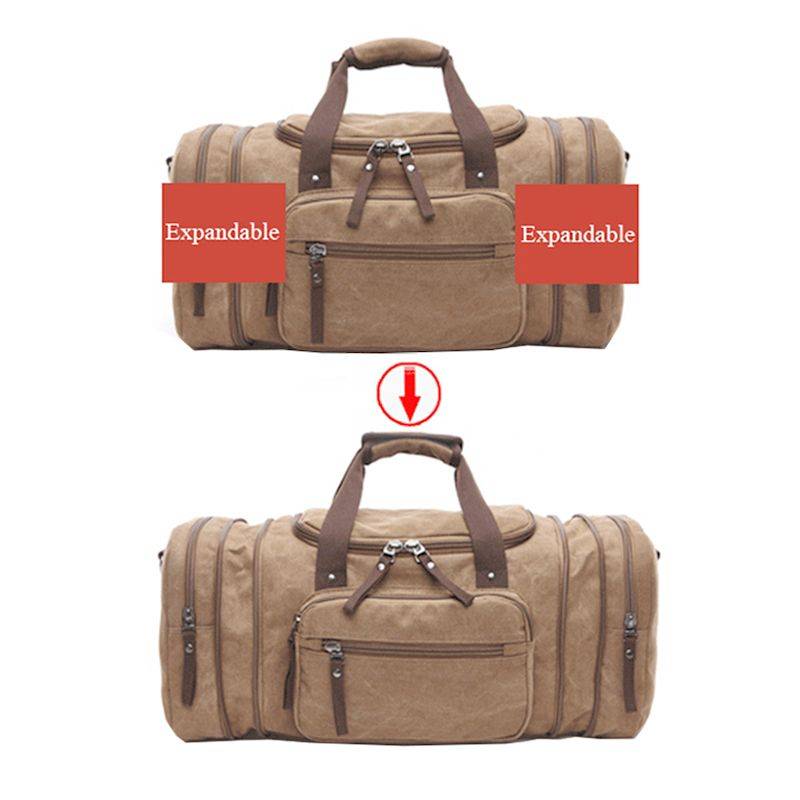 Canvas Duffel Bag Carry-on Overnight Bag - Khaki