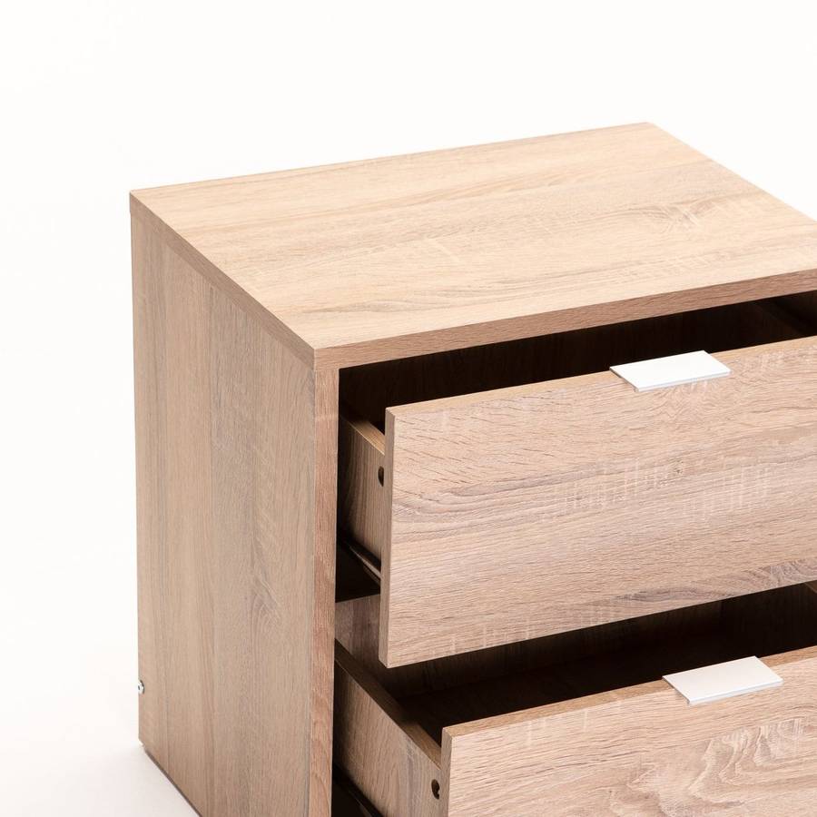 Kappa 2 Drawer Pedestal - Light Oak/Light Grey