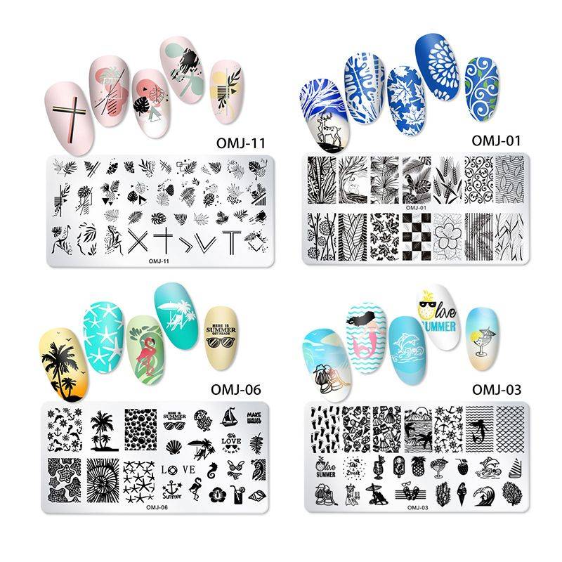 5 Sheet Nail Stamping Plate Set With Stamp And Scraper - No.1