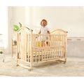 Wooden 5 in 1 Baby Cot with Cot Bumper Mat - Yellow