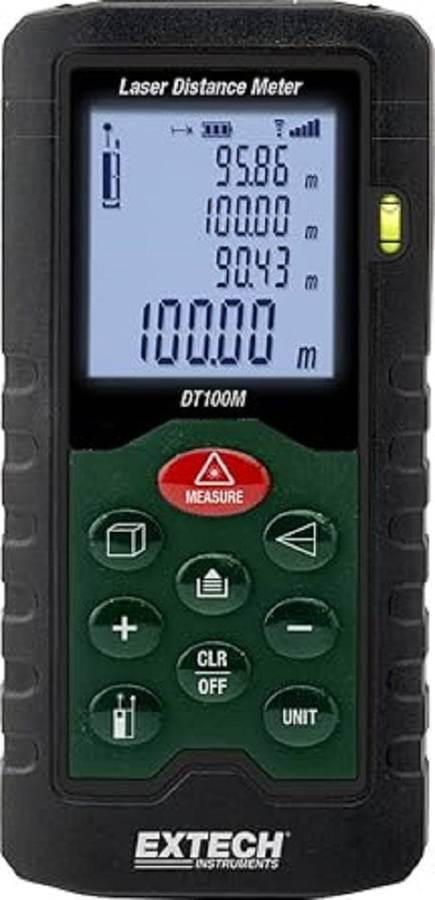 Extech (DT100M) Laser Distance Meter, 0.05m to 100m, 2mm, LCD