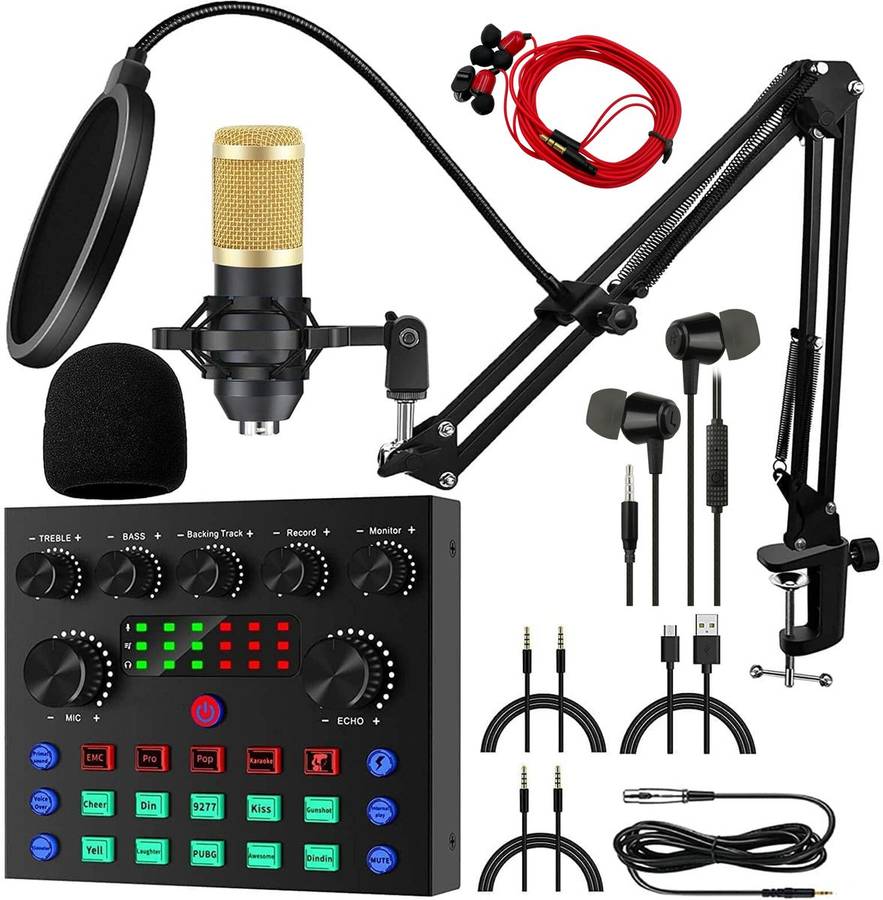 11 Piece All In One DJ Mixer & Studio Broadcast Microphone Set