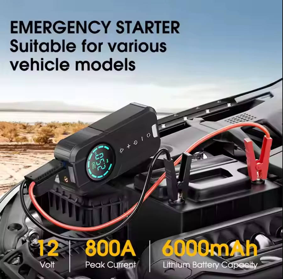 Portable 2-in-1 Car Tyre Inflator & Jump Starter - Digital Air Compressor