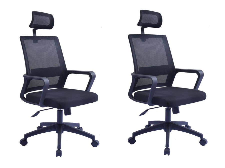 Office Executive Chairs with Headrest - Pack of 2  Black Colour