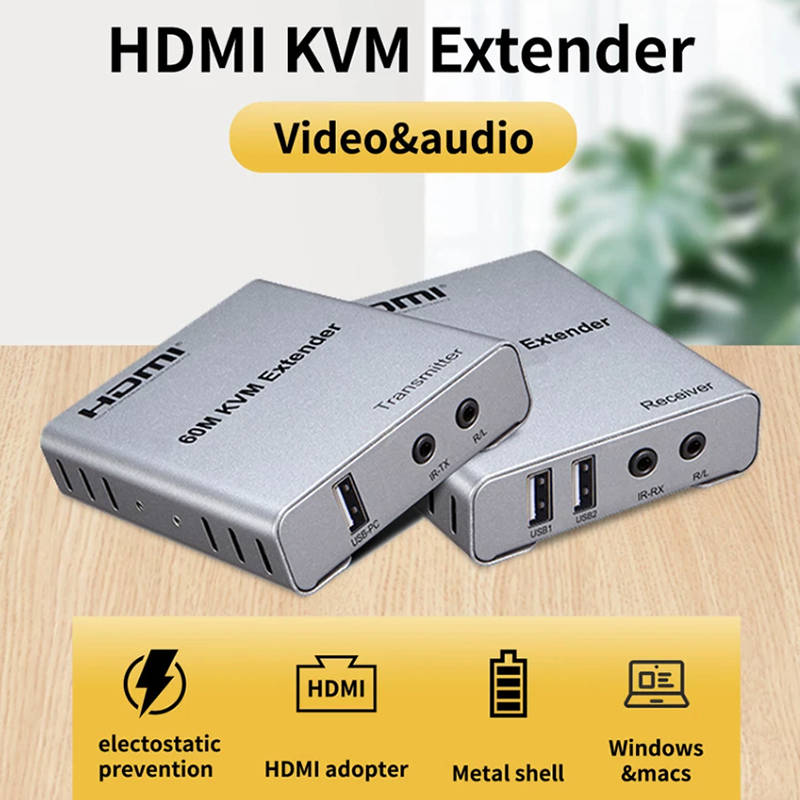 Andowl Q-HD1500 60m HDTV 4K KVM Extender with Audio