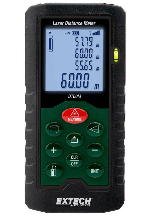 Extech (DT60M) Laser Distance Meter, 0.05m to 60m, LCD, 2 x AAA
