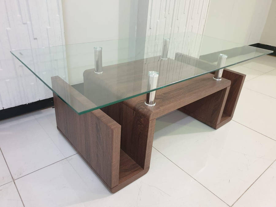 Coffee Tables - Tempered Glass Top - Brown Base