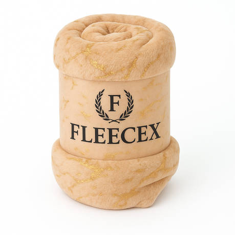FLEECEX Metallic Plush Fleece Warm Winter Lightweight Blanket & Throw -150 x 200 cm - Peach