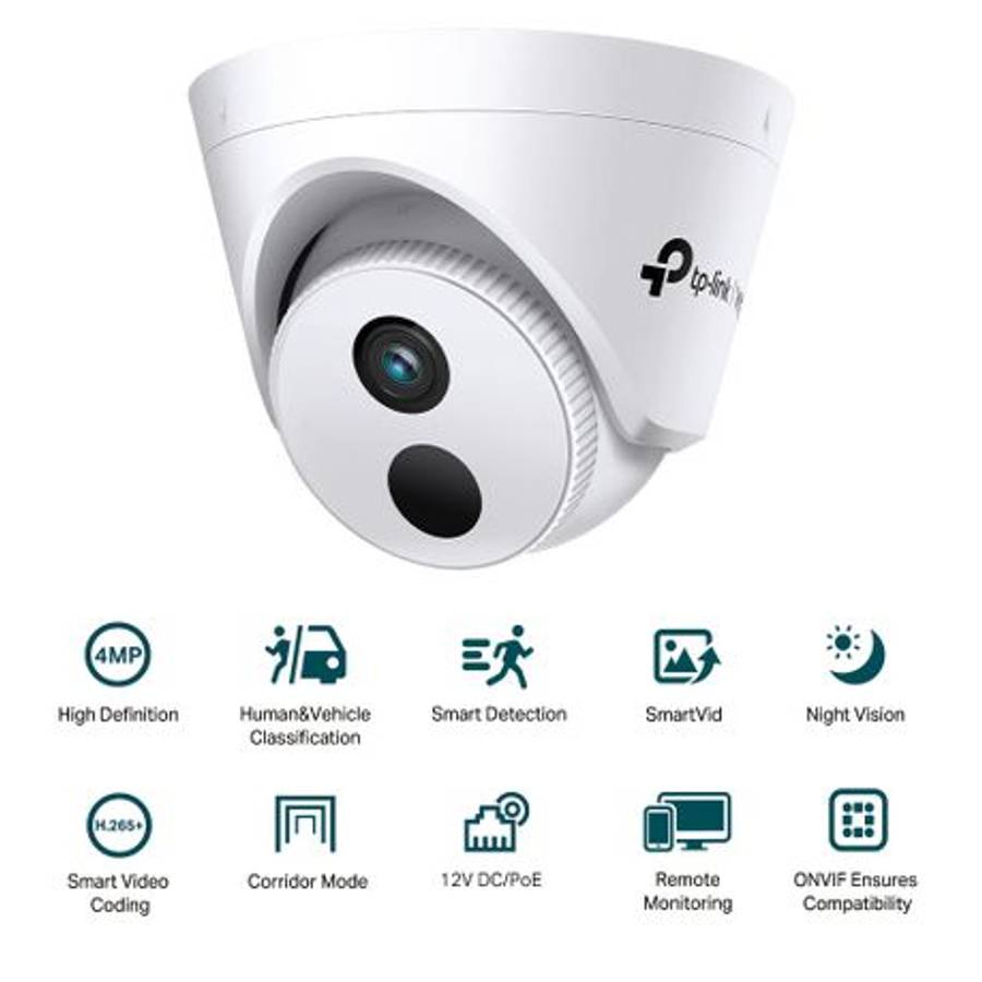 Tp-Link - Vigi C440I 2.8mm 4MP IR Turret Network Camera, Smart Detection - Tp-Link - Vigi C440I 2...