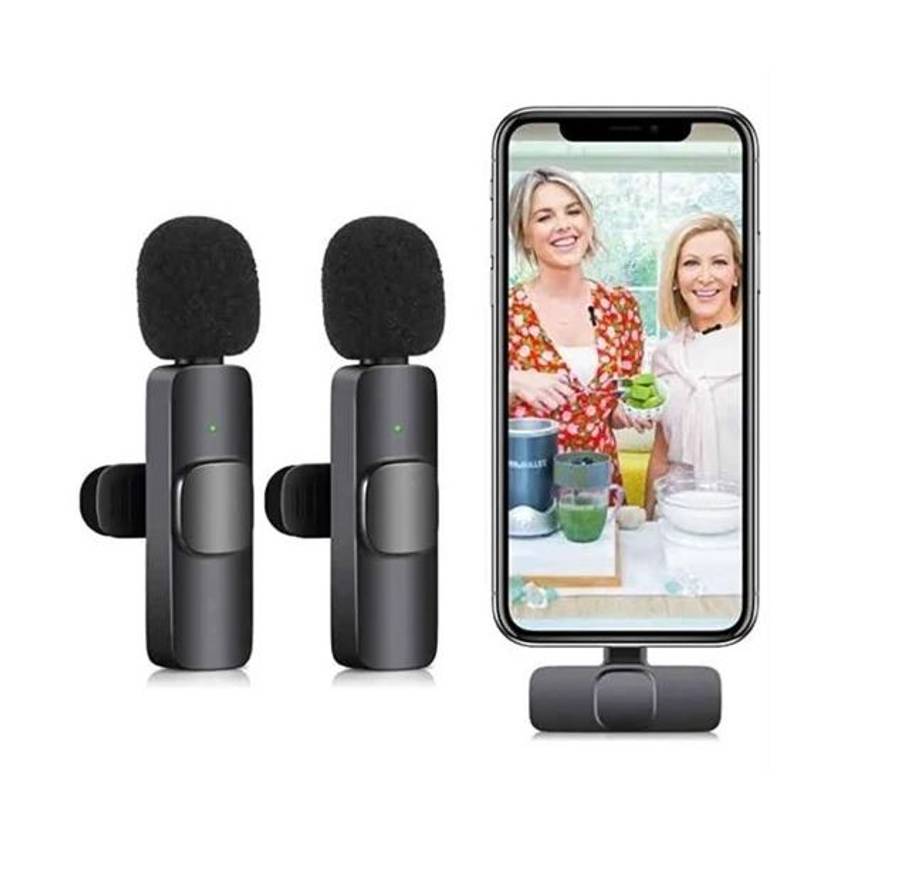 K9 Wireless Dual Lavalier Microphone Portable Audio Video Recording