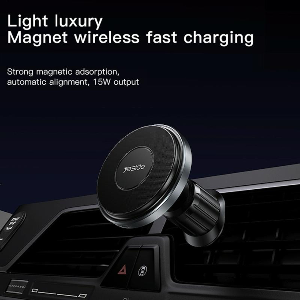 YESIDO - C190 - 15W Quick Wireless Car Charger With Magsafe - Black