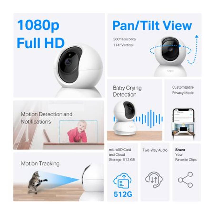 Tp-Link - Tapo C200 Pan/Tilt Home Security Wi-Fi Camera - Tp-Link - Tapo C200 Pan/Tilt Home Secur...