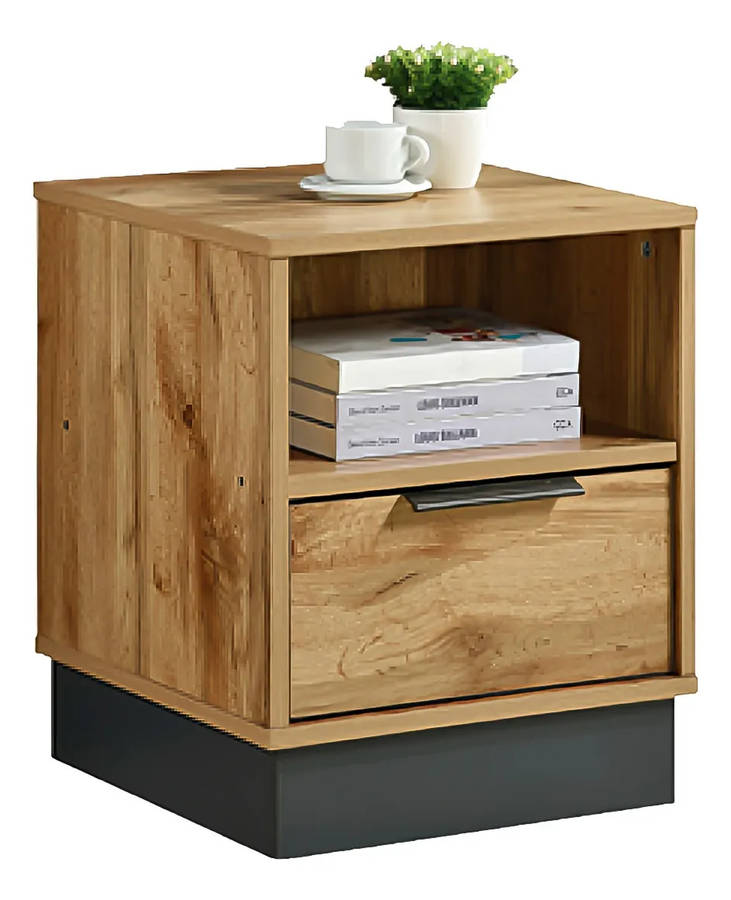 Modern oak brown bedroom night stand-1 pack