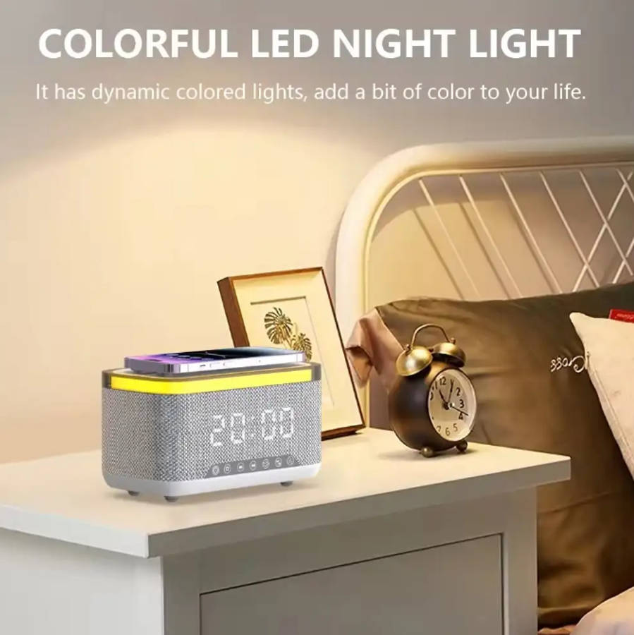 Multifunction Bluetooth Speaker Alarm Clock Wireless Charger