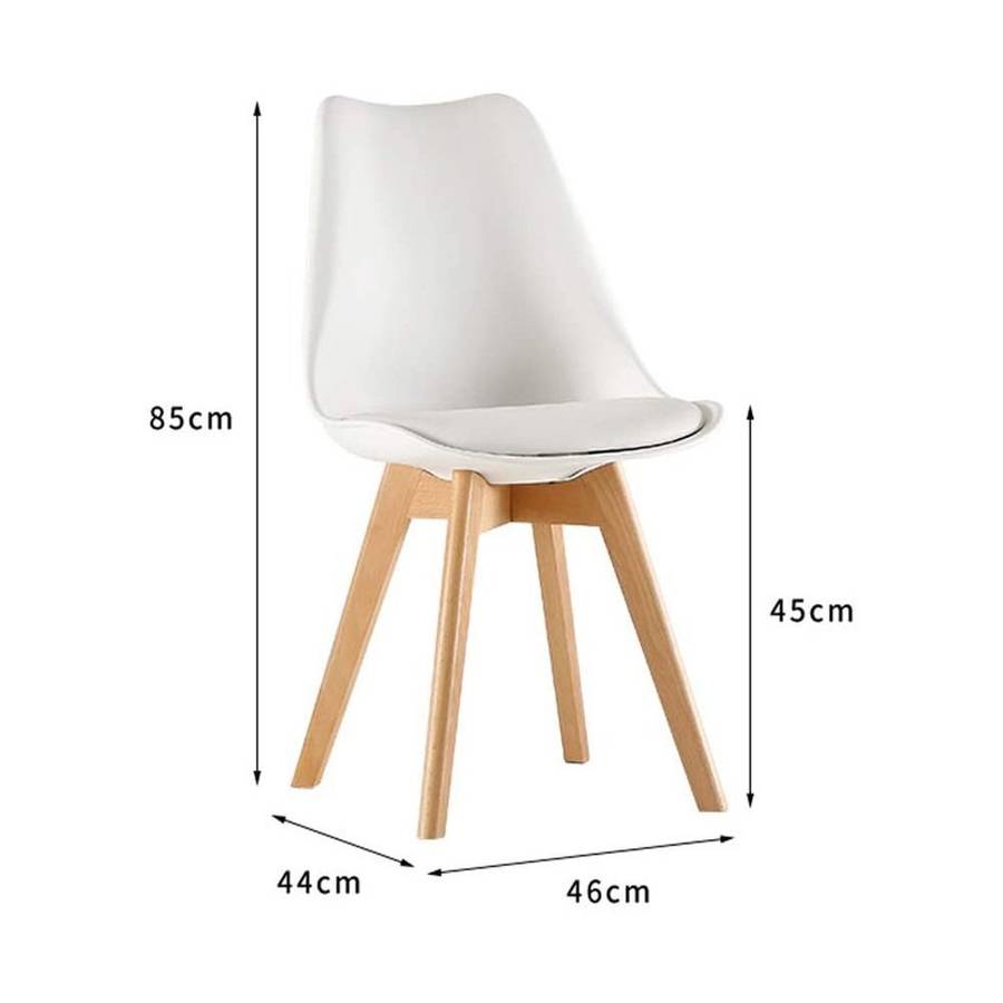 Modern Wooden Round Dining Table with 3 Set of Soft Padded Chairs Set-White