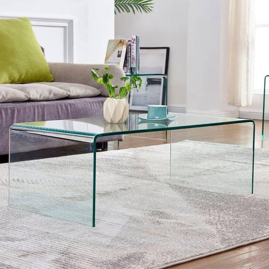 Modern Tempered Glass Coffee Table - 100cm