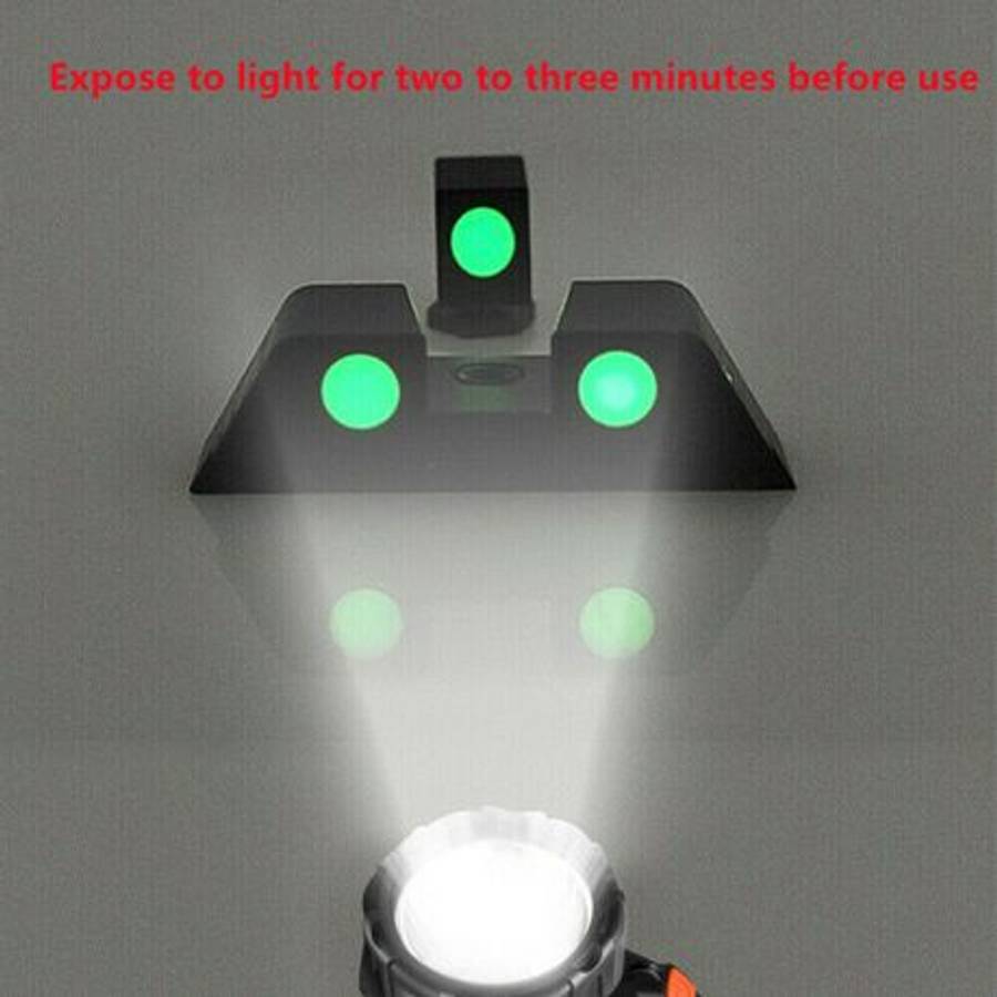 Luminous Glow in Dark Fiber Optic Front and Rear Pistol Sight