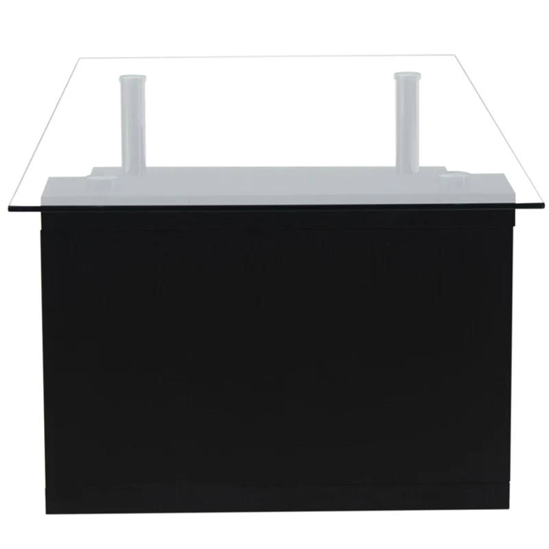 Coffee Tables - Tempered Glass Top - Wooden Base - Black