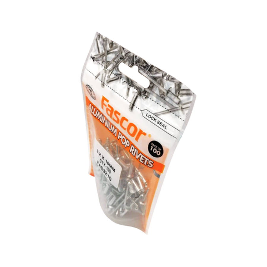 Fascor - 100Pcs Blind Aluminium Pop Rivets - 3.2x10mm - Fascor - 100Pcs Blind Aluminium Pop Rivet...