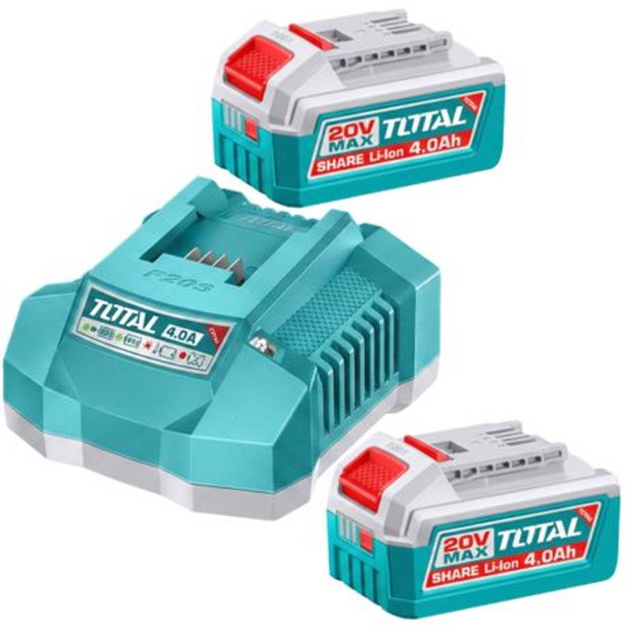 Total tools - Cordless Angle Grinder with 2x5Ah Batteries, Charger & Discs - Total tools - Cordle...