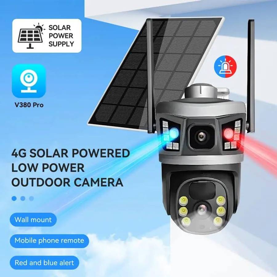 Intelligent Solar Powered PTZ Camera 4G Dual-Lens Zoom Outdoor Security
