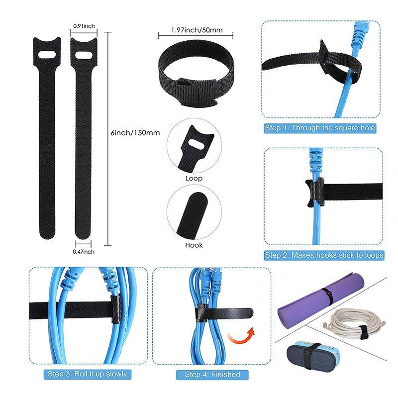 DHAO Hook And Loop Strips Reclosable Heavy Duty Mounting Tape - White