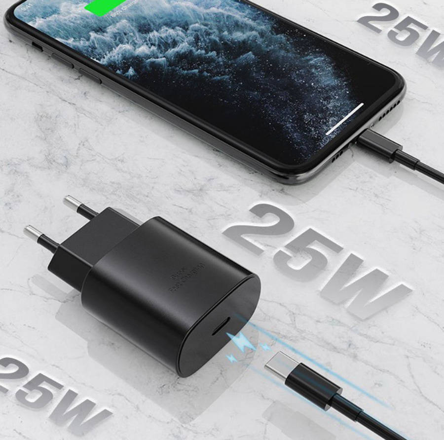 Super Fast Charging Wall Charger (PD 25W - USB C) & Type C to Type C Cable