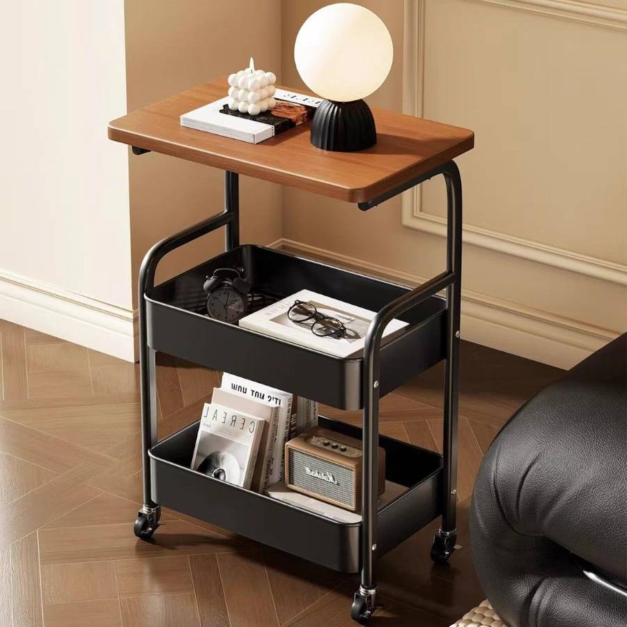 Nordic Moveable Double-Layer Side-Table Storage Trolley
