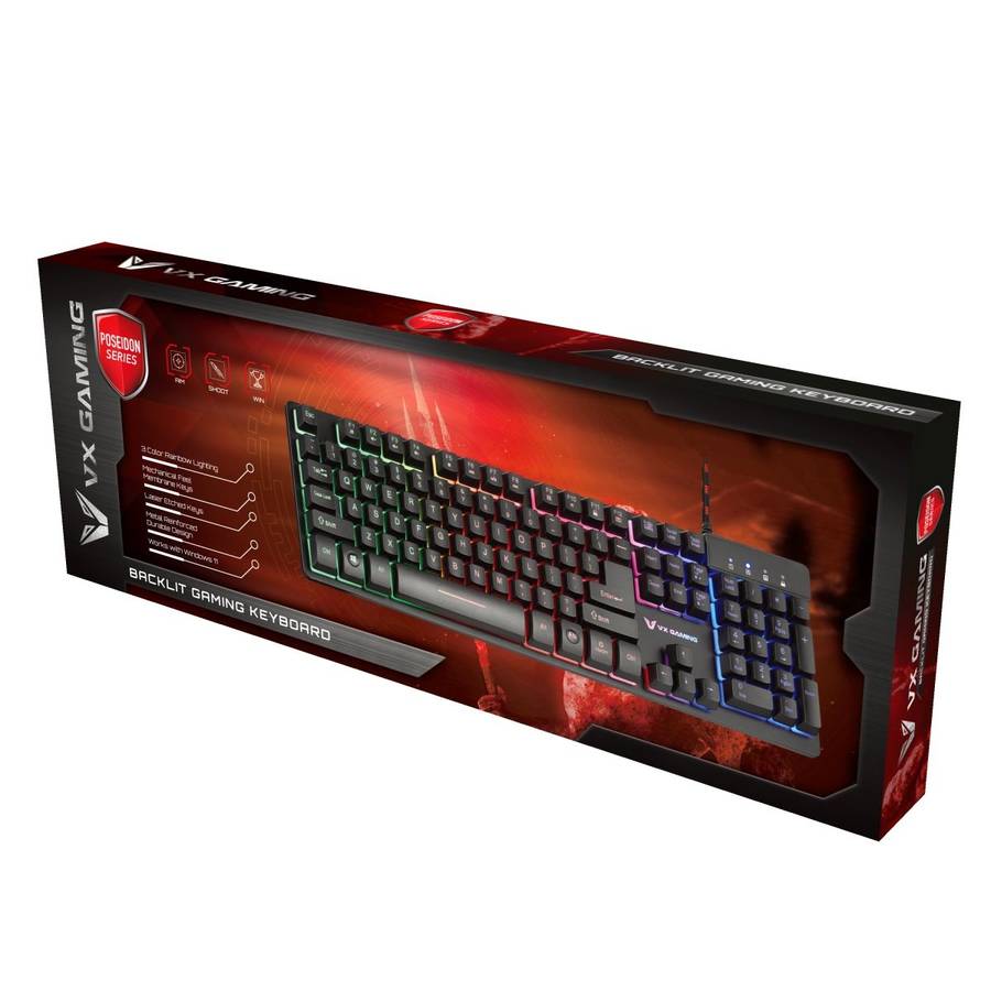 VX Gaming Semi Mechanical Gaming Keyboard Poseidon Series With RGB Zones
