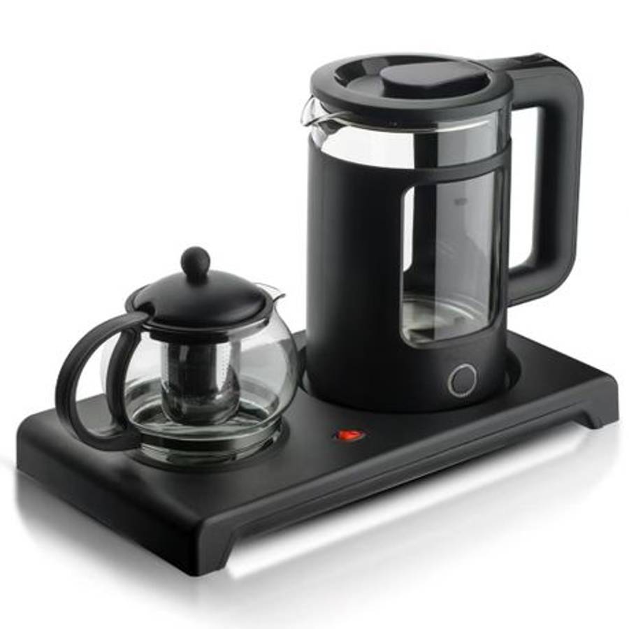 2-in-1 Electric Glass Kettle & Tea Maker Set - 1.8L Kettle + 800ml Teapot