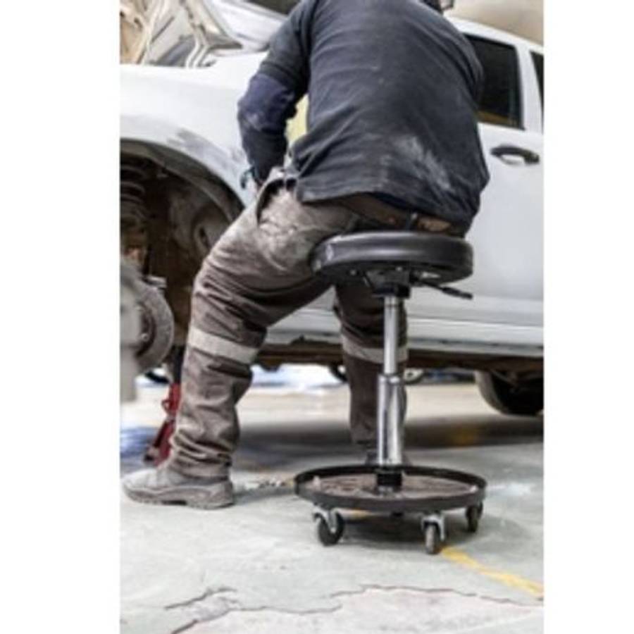 Tork Craft - Adjustable Mechanic Chair with Round Seat & Tool Tray - Black - Tork Craft - Adjusta...