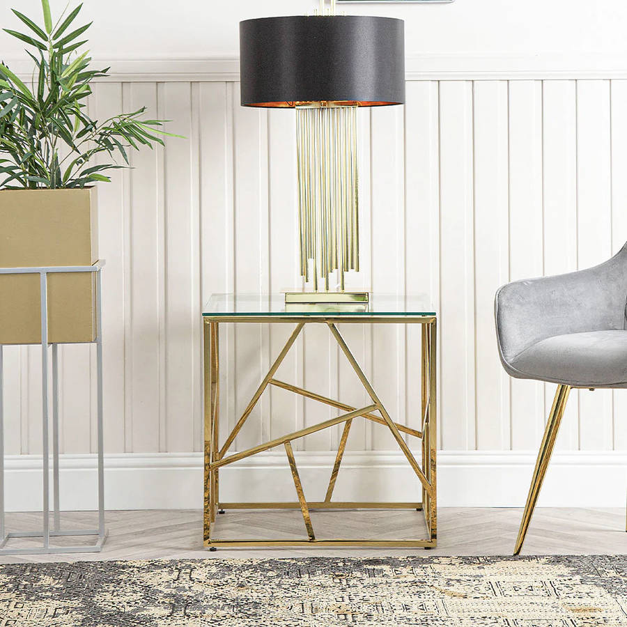 Cyprus Side/ End Table - Gold Transparent