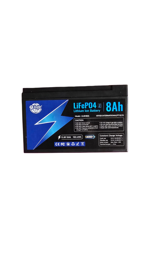 Ingle 12.8V 8Ah LiFePO4 Lithium Solar/UPS/Backup Battery - 2 Pack