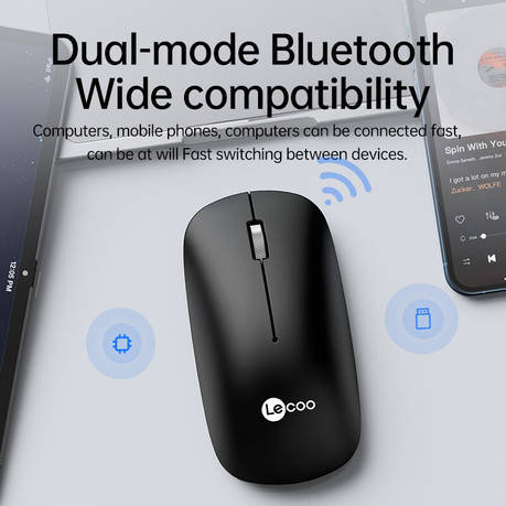 Lenovo Lecoo - WS214 - 2.4G Slim Portable 1200 DPI Wireless Mouse - Grey