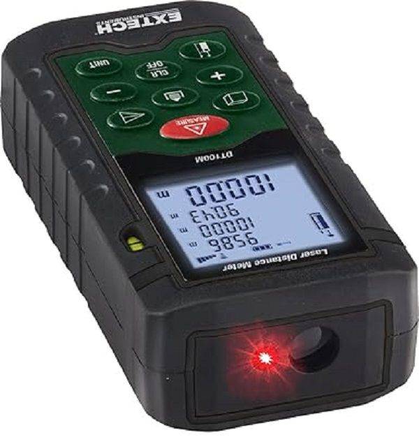 Extech (DT100M) Laser Distance Meter, 0.05m to 100m, 2mm, LCD