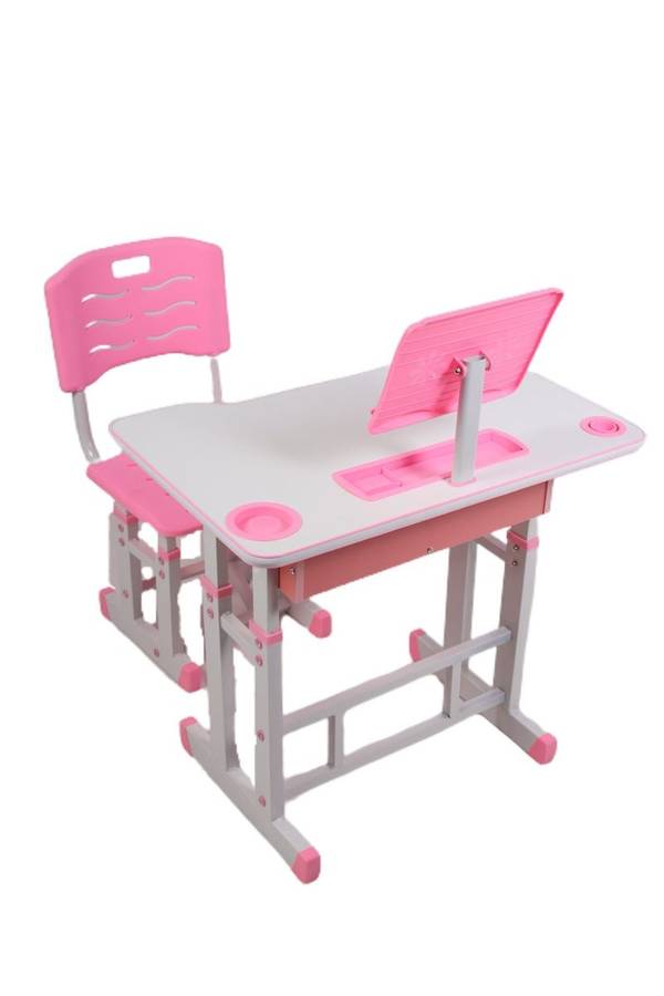Adjustable Kids Learning Study Table Desk and Chair Set with Storage & Reading Holding Panel