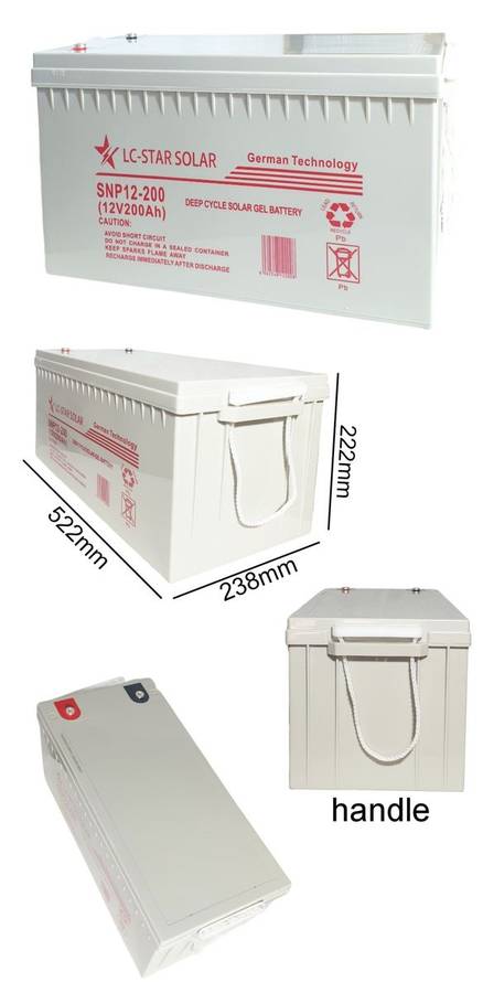 12V 200AH Deep Cycle Gel Battery - LC Star Solar Block