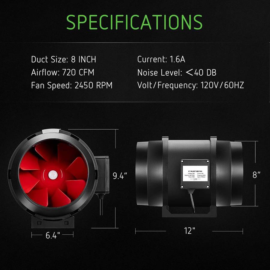 Inline Axial Fan - 200mm (8`) - Enhance Your Ventilation System with a Powerful Inline 200mm Fan