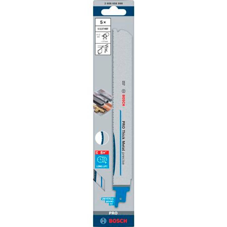 Bosch - PRO Thick Metal precise S1137HBF Blade, 1.1 x 25 x 225 mm, 5 pcs - Bosch - PRO Thick Meta...
