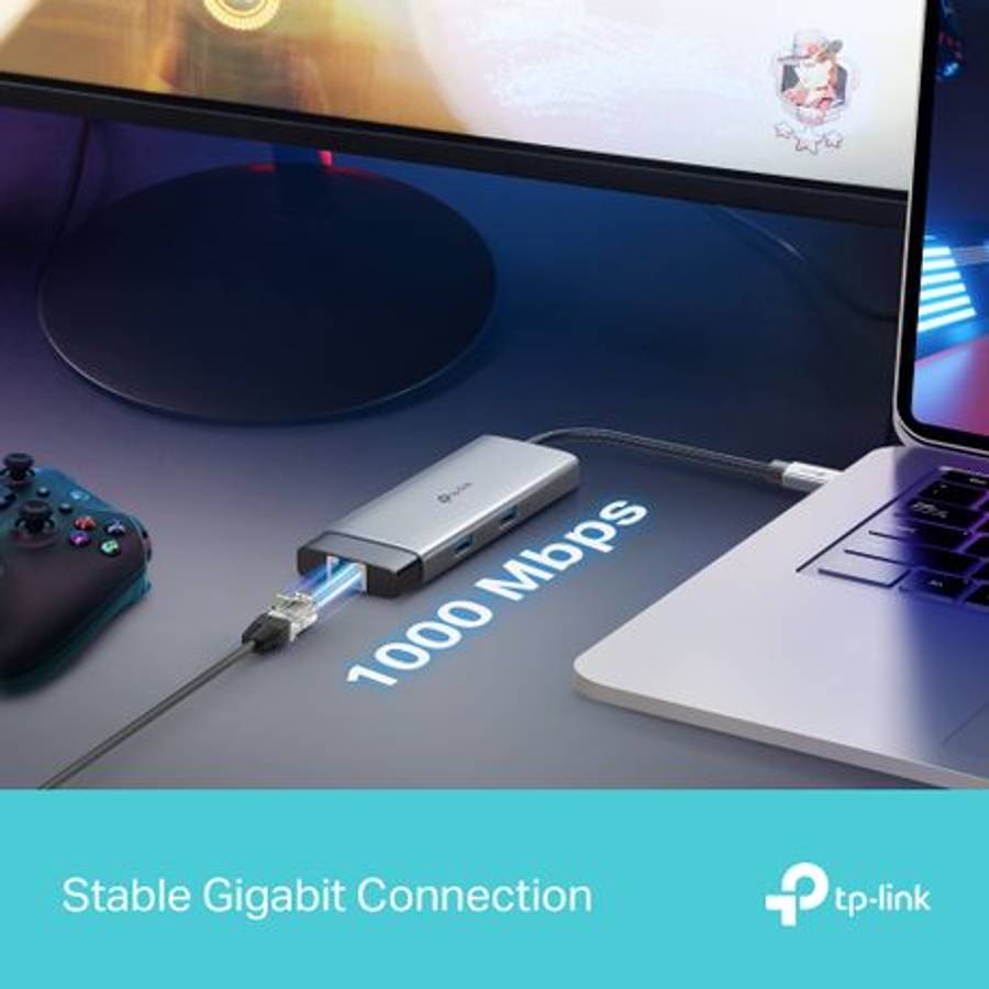 Tp-Link - USB-C 9-in-1 Hub | 4K HDMI | 100W PD | Gigabit LAN | SD/microSD - Tp-Link - USB-C 9-in-...