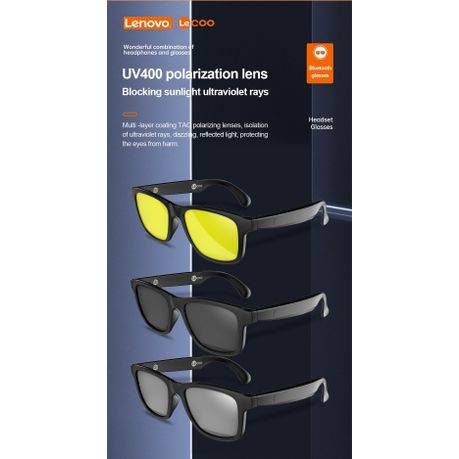 Lenovo Lecoo - C8 - UV400 Polarized Wireless BT Smart Sunglasses - Silver