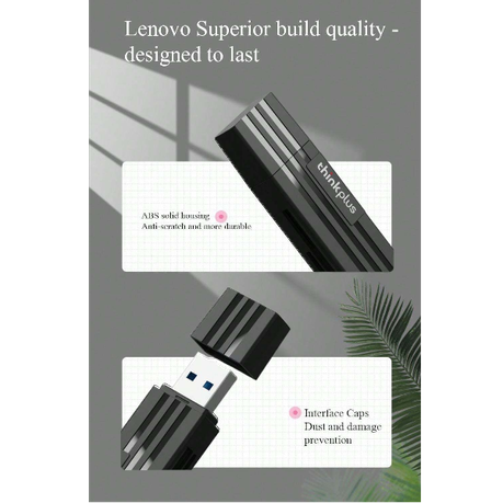 Lenovo - TC101 - 2-in-1 SD Card Reader and USB-C Adapter - Black