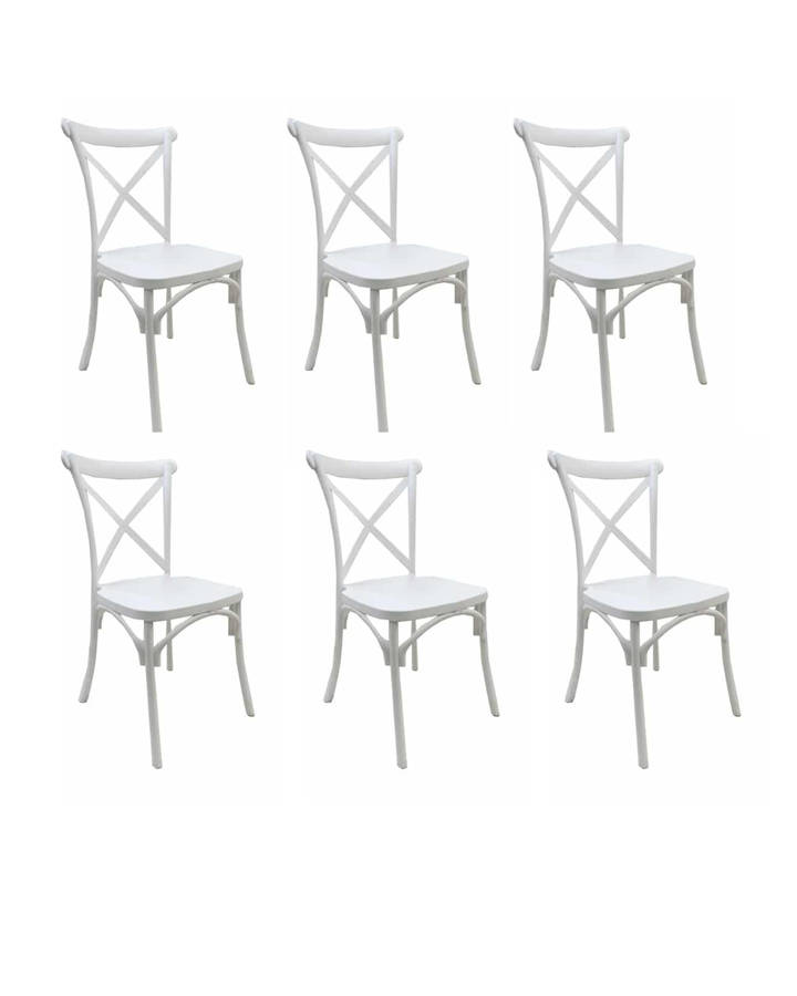 Classic Cross Back Dining Chair- 6 Pack - White