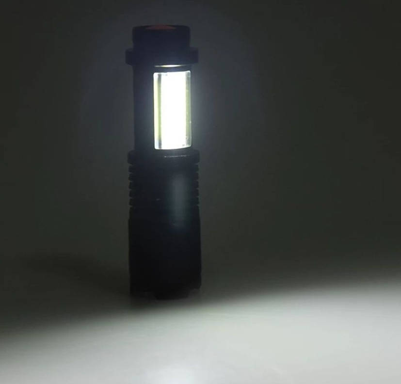 Mini Alloy USB Rechargeable Torch Flashlight with Zoom & Side Light - 3 Set