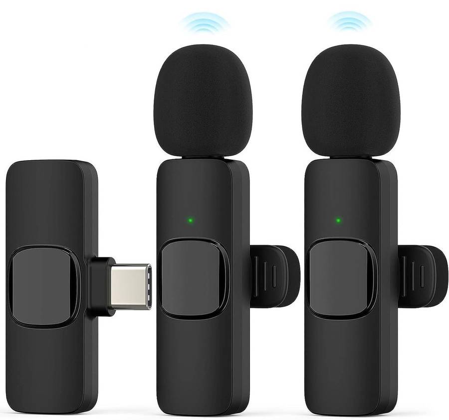 K9 Wireless Dual Lavalier Microphone Portable Audio Video Recording