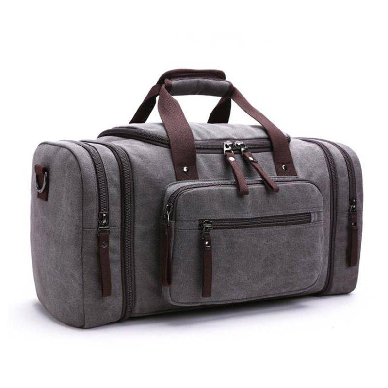 Canvas Duffel Bag Carry-on Overnight Bag - Khaki