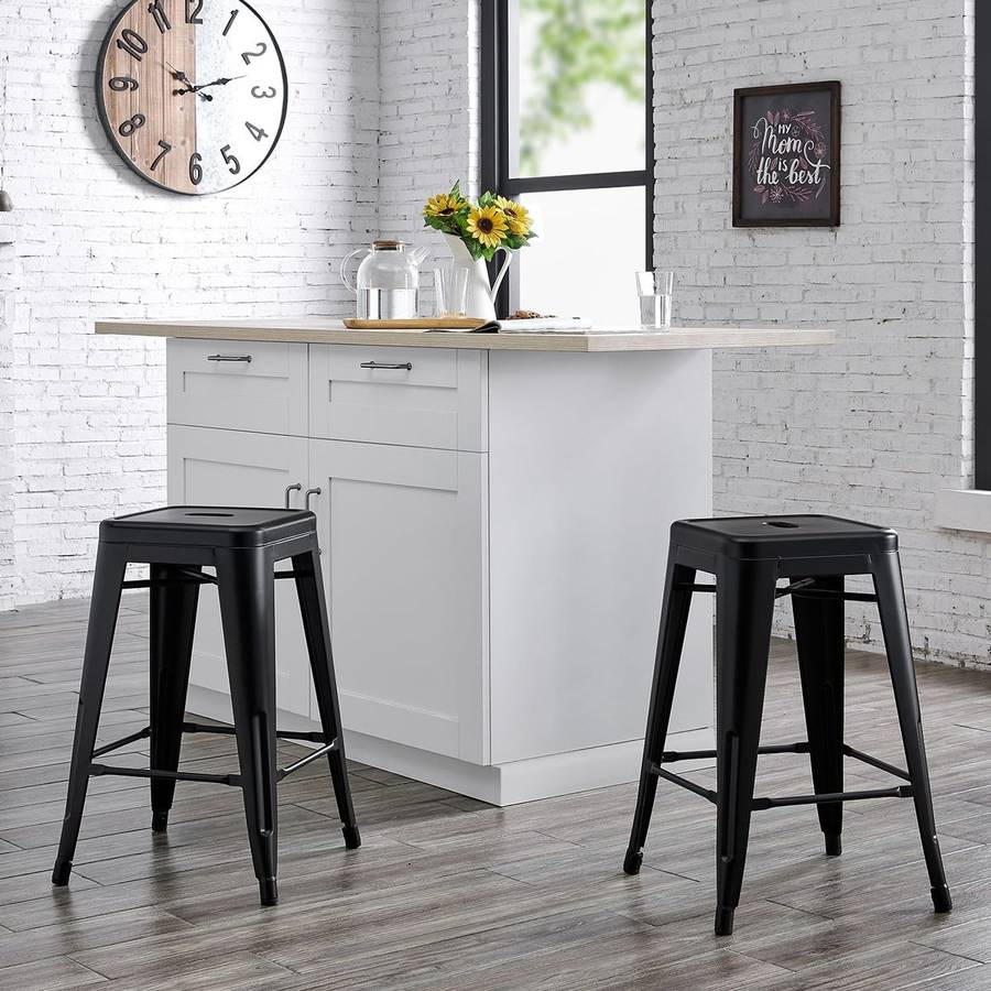 Metal stackable bar stools- 2 Pack - Black
